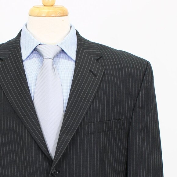 Calvin Klein 44L Gray Striped 3-Button Sport Coat Blazer Jacket G105 - Picture 5 of 11